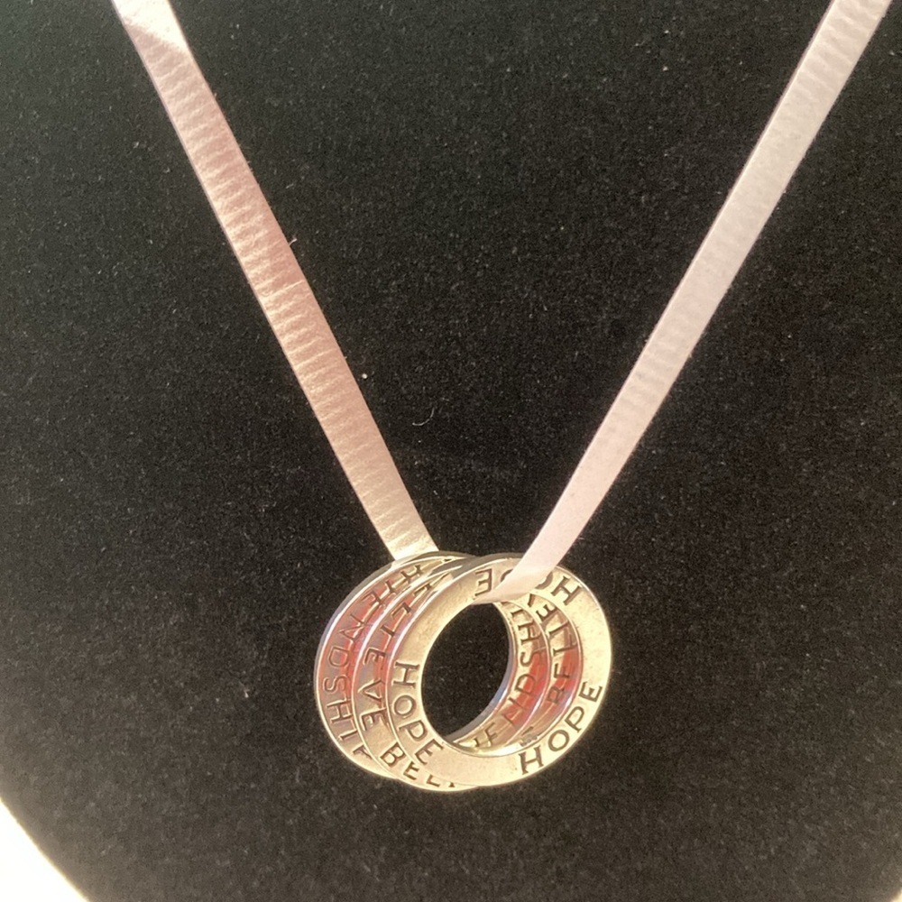 Silpada 3 circular Sterling Silver pendants Hope Believe Friendship - Picture 9 of 10